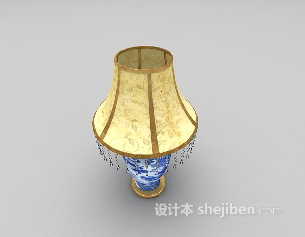 中式风格青花瓷台灯3d模型下载