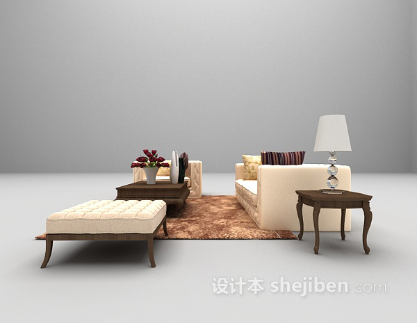 木质沙发组合3d模型大全