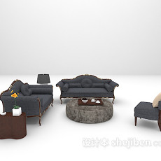 欧式深色沙发3d模型下载