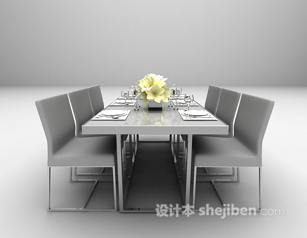 设计本现代灰色餐桌免费3d模型下载