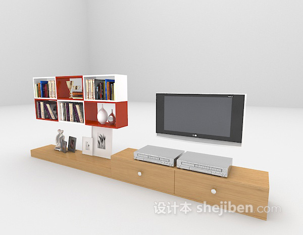 设计本灰色电视柜3d模型下载