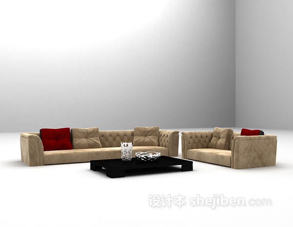 免费灰色组合沙发3d模型下载