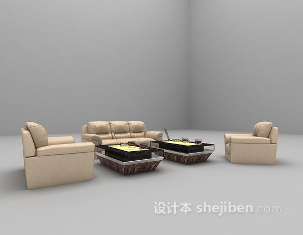 现代风格家庭组合沙发3d模型下载