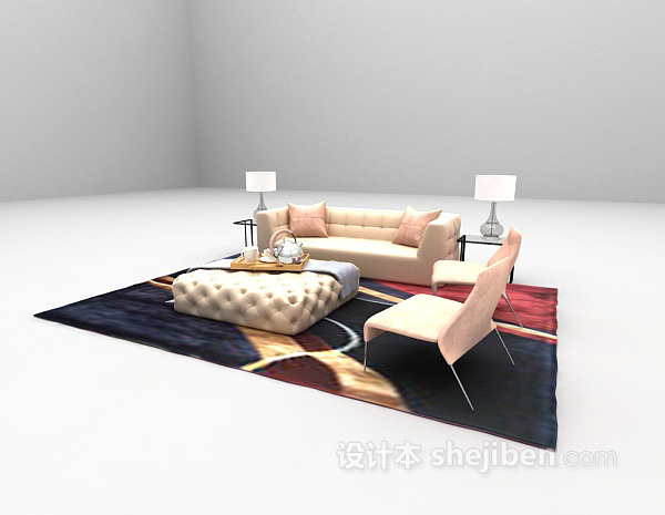 设计本现代皮质软沙发max3d模型下载