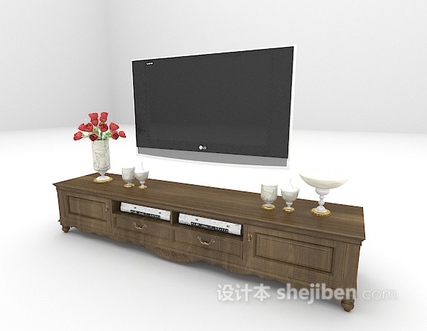 设计本棕色电视柜推荐3d模型下载