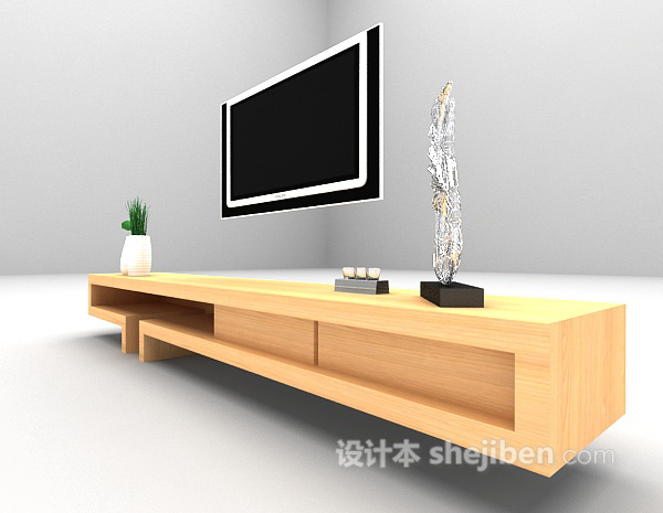 现代风格灰色木质电视柜推荐3d模型下载