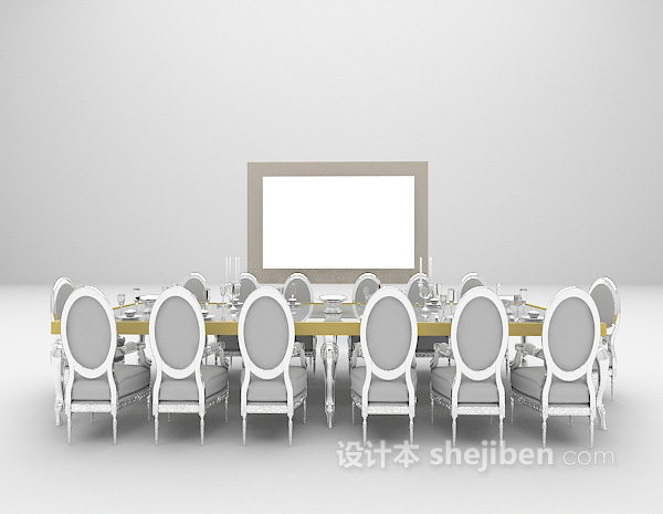 欧式石材餐桌3d模型下载