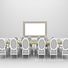 欧式石材餐桌3d模型下载