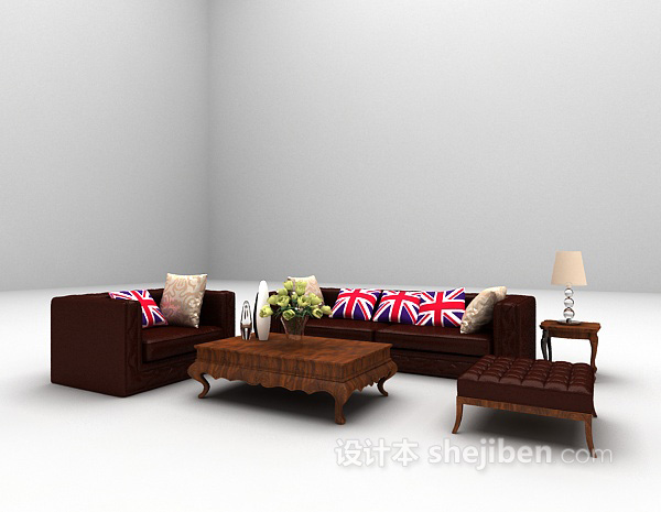 免费皮质沙发欣赏3d模型下载