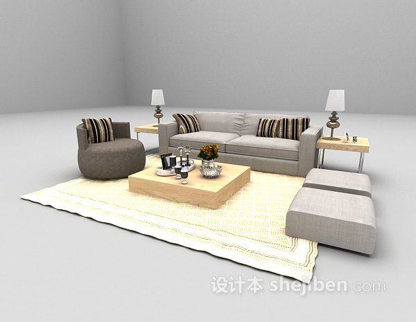 设计本家庭组合沙发欣赏3d模型下载