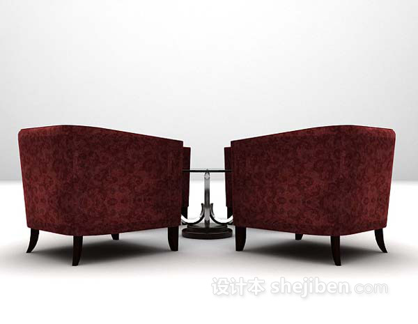 黑色布艺桌椅组合推荐3d模型下载