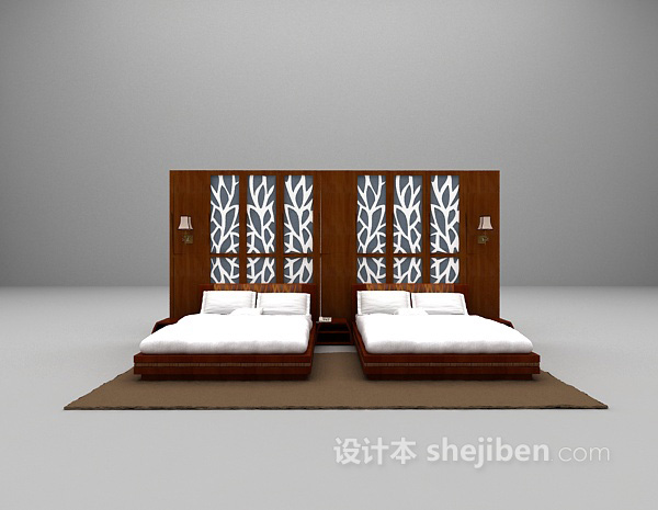 双人间床3d模型下载