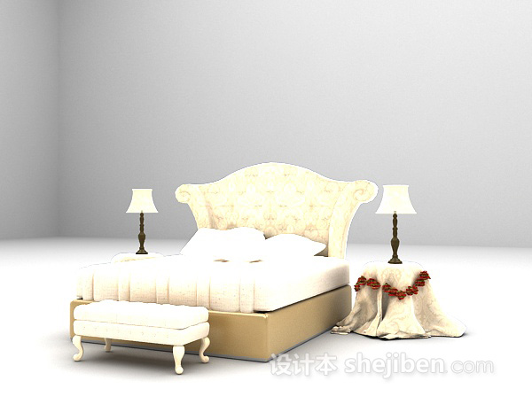 设计本欧式双人床3d模型下载