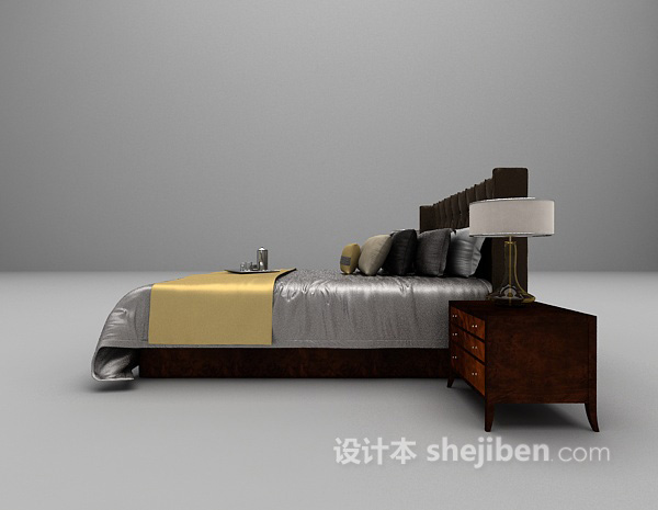 设计本黑色木质床欣赏3d模型下载