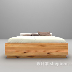 木色床3d模型下载