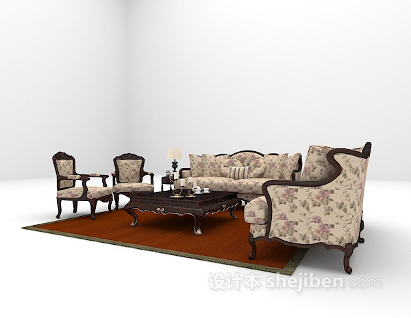 免费欧式风格组合沙发免费3d模型下载