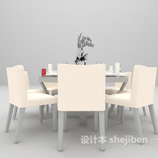 欧式圆形桌椅3d模型下载