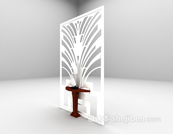 设计本白色现代屏风装饰3d模型下载
