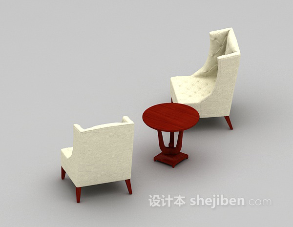 现代风格灰色布艺桌椅组合3d模型下载