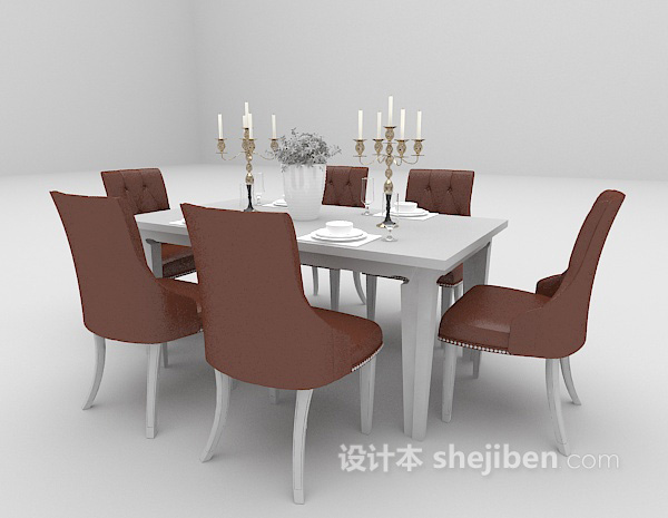 免费灰色餐桌3d模型下载