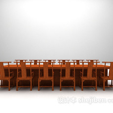 中式桌椅组合欣赏3d模型下载