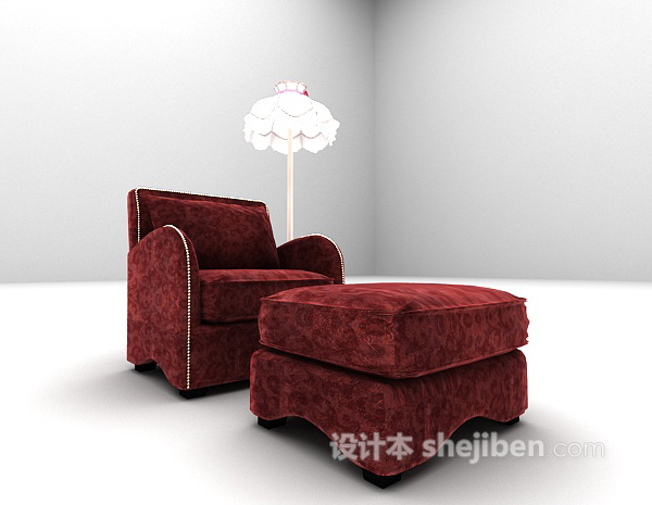 欧式风格红色沙发推荐3d模型下载