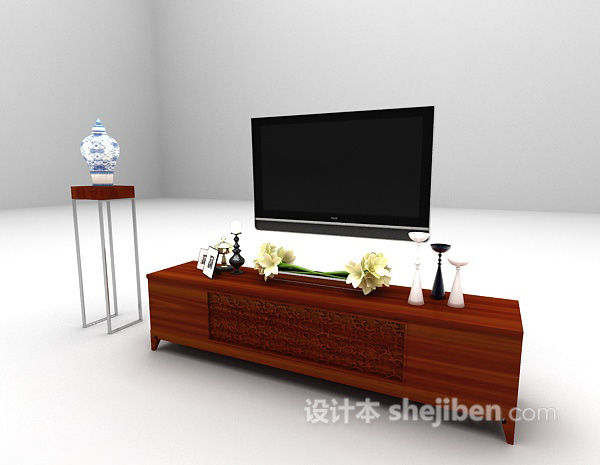 设计本中式电视柜3d模型下载