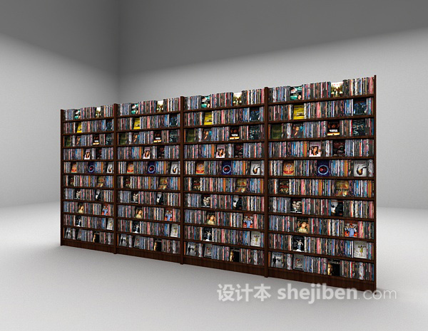 免费大型书柜3d模型下载