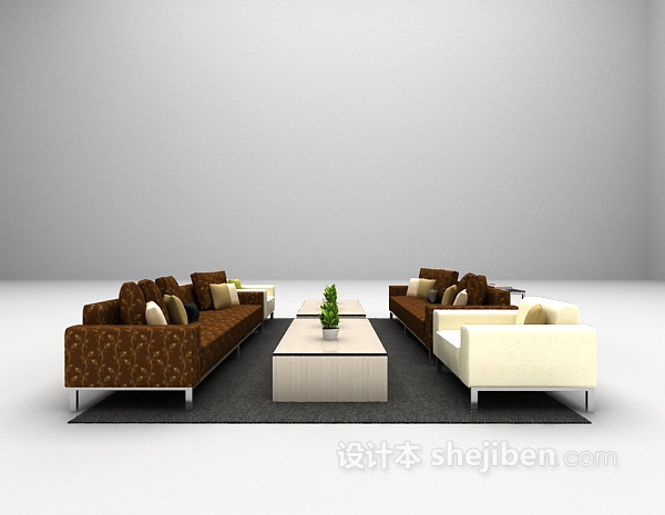 设计本田园风沙发组合3d模型下载