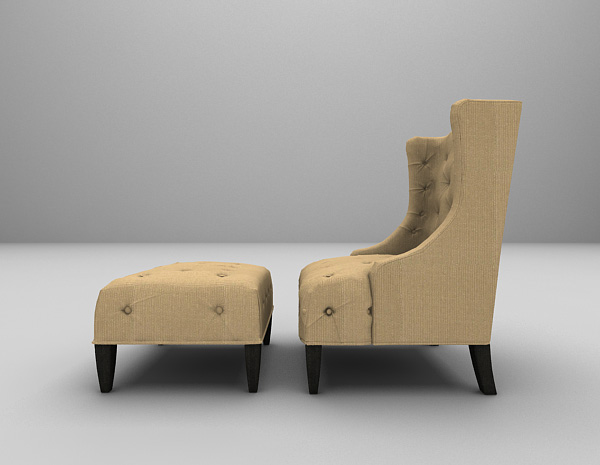 设计本棕色木质单人沙发3d模型下载