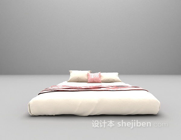 白色床3d模型欣赏