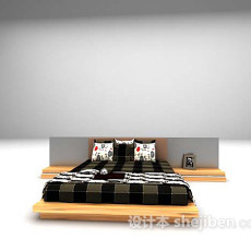 简约格纹床3d模型下载
