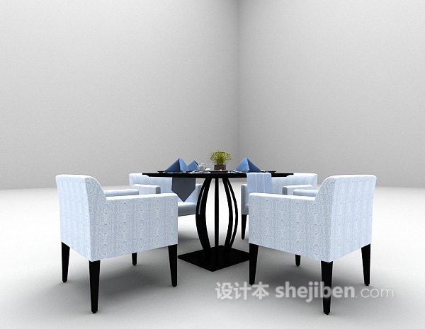 现代风格现代简易餐桌3d模型下载