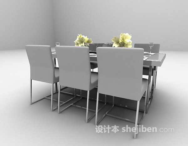 免费现代灰色餐桌免费3d模型下载