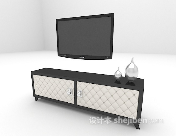 设计本黑色电视柜免费3d模型下载