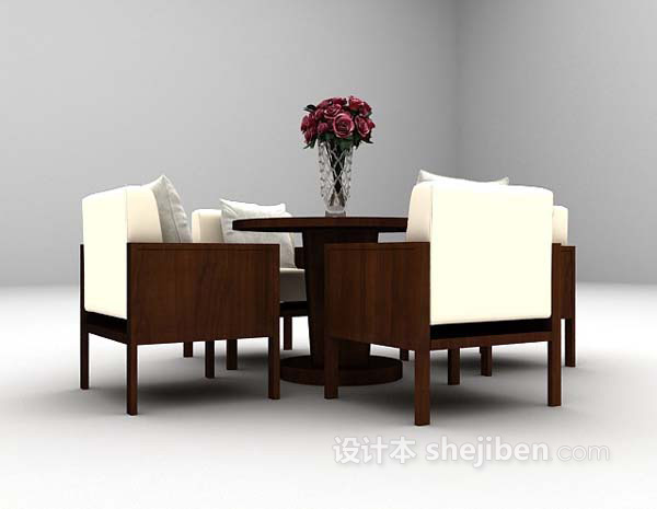 现代风格黑色桌椅组合免费3d模型下载