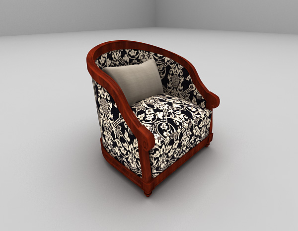 欧式风格欧式花纹沙发椅3d模型下载