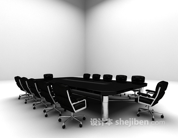 设计本黑色会议桌3d模型下载
