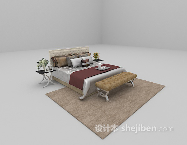 现代风格家庭矮床3d模型下载