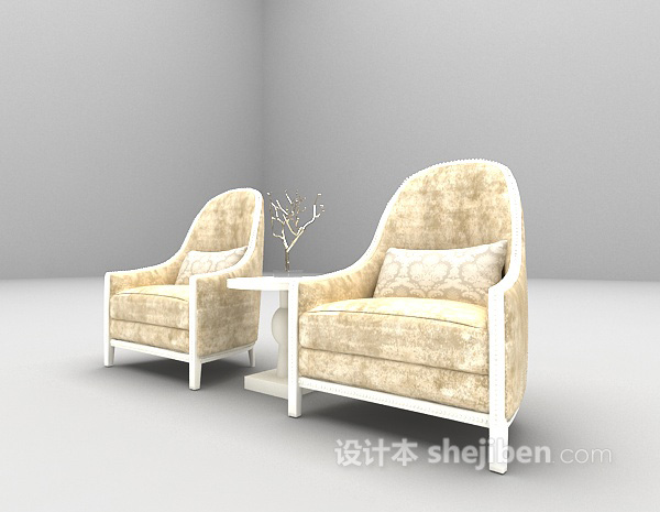 免费浅色单人沙发免费3d模型下载