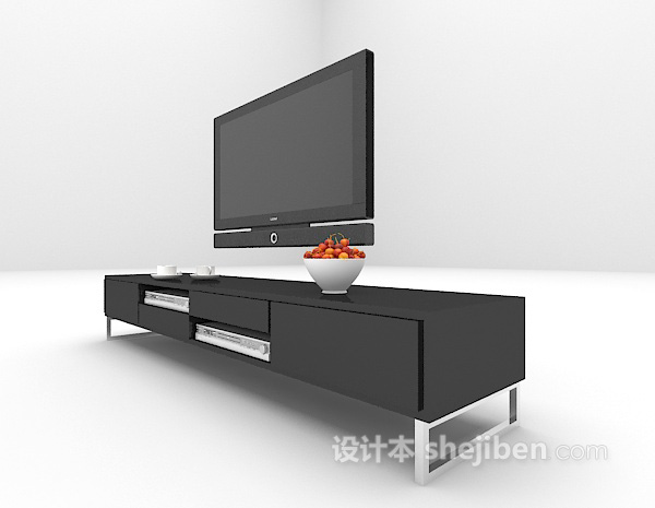 现代风格黑色电视柜推荐3d模型下载