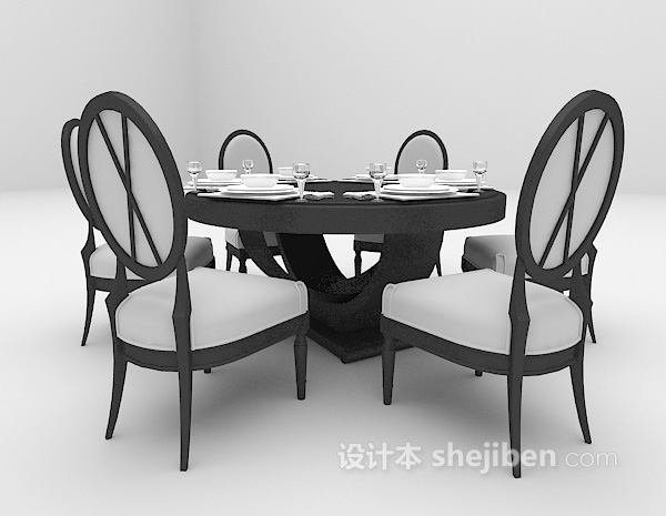 免费棕色欧式餐桌3d模型下载