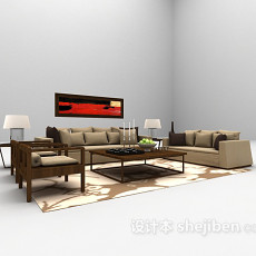 中式风格沙发3d模型下载