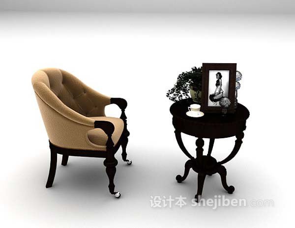 设计本欧式桌椅组合推荐3d模型下载