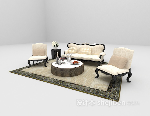 设计本欧式浅色沙发大全3d模型下载