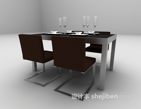 免费餐桌组合3d模型下载