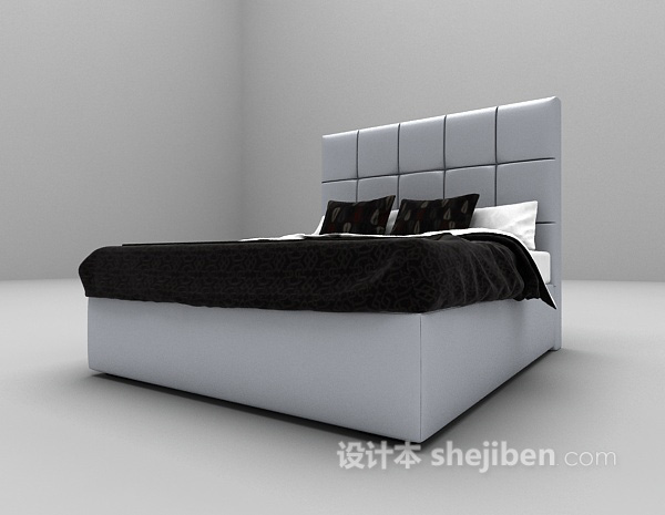 免费灰色床3d模型下载