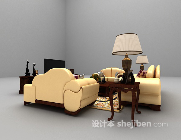 欧式豪华组合沙发大全3d模型下载