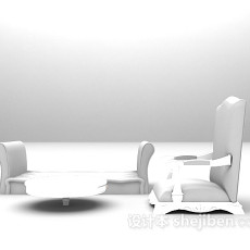 白色系沙发3d模型下载