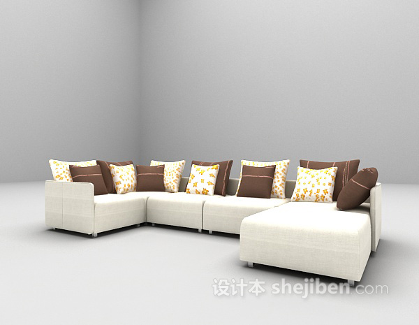 免费白色现代沙发3d模型下载